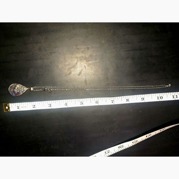 New Gorgeous artisan Bali Abalone Shell Pendant in Sterling Silver with chain - Picture 5 of 8